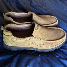 CAMEL CROWN Mens Slip On Tan Brown Suede Loafer Casual Walking Shoes Size 12.5