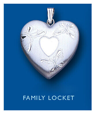 Details about  / Silver Diamond Family Locket Heart Four Photographs 925 Stamp All Chain Lengths