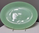 Vintage Jadeite Fire King Jane Ray Pattern Serving Platter 12” X 9” Clean Edge