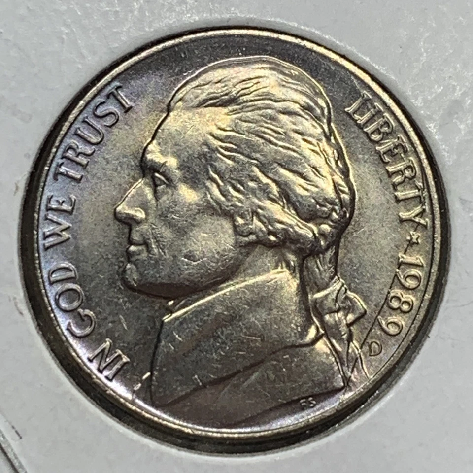 RARE 1989 D JEFFERSON NICKEL WITH MASSIVE DIE BREAKS THROUGH LIBERTY AND DATE - Image 2 of 4