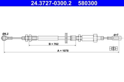 ATE Bremsseil Vorn Peugeot, Fiat 24.3727-0300.2