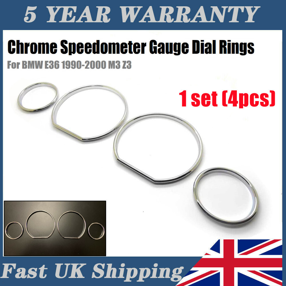 SPEEDOMETER DIAL GAUGE RINGS BEZEL MATT CHROME FOR BMW BMW E36 1990-00 ...