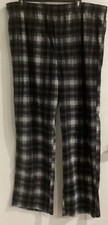 NEW Mens Fleece Lounge Sleep Pants Black/White Plaid Soft Warm Size XL