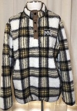 HOME FREE Fleece SHERPA Plaid Minnesota MN Jacket S Cabin Camping Cottagecore