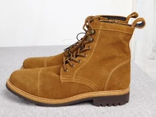 NEW Frye & Co Russell Lace-Up Suede Boots Side Zipper Tan Men's Size 8.5 to 10.5