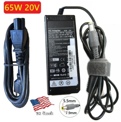 Lenovo Laptop AC Charger Power Adapter 65W 20V 3.25A  7.9x5.5mm jack