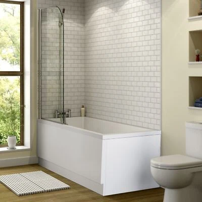 AFFINE Bathroom 1700x700mm Single Ended Square Bath Front End Panel White Gloss Acrylic
