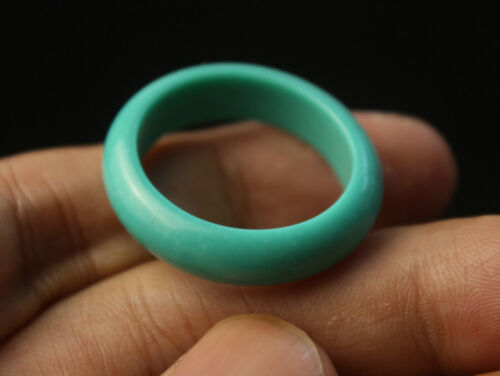 Old Chinese Folk Feng Shui Ring turquoise Stone Lucky Pendant Amulet - Picture 1 of 6