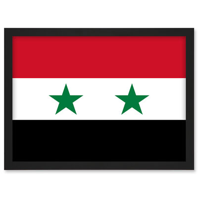 Syrien Arabische Republik Nationalflagge Land Poster Gerahmt Kunst Bild Druck A3