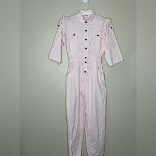 Dreams Vintage pink jumpsuit with snap on buttons Size M - Picture 1 of 14