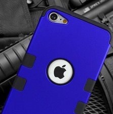 iPod Touch 5th 6th 7th Gen - BLUE Shockproof Armor Hard Soft Rubber Hybrid Case