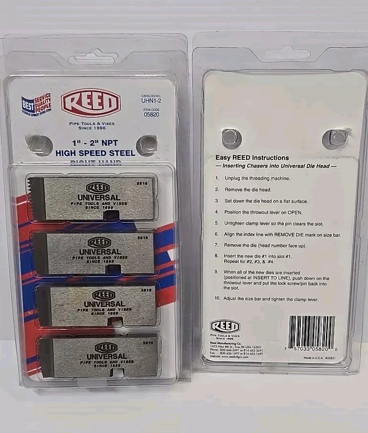 REED UHN 1-2 UNIVERSAL Pipe DIE - NPT HS STEEL 1"-2"NPT Item Code 05820 (New). - Image 2 of 4