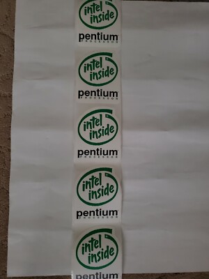 Vintage 10 pc Giant Green  Intel inside Pentium stickers approx 13 X 10 cm