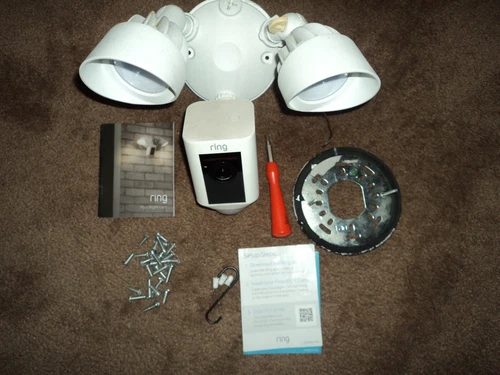 Ring Floodlight Cam Wired Plus Outdoor 1080p Surveillance Camera Used