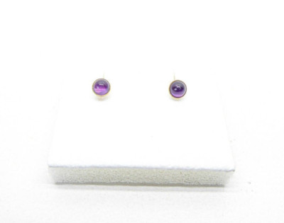 9 kt Gold Amethyst Ohrringe Ohrstecker Cabochon klein Gelbgold Schmetterling Geschenkbox