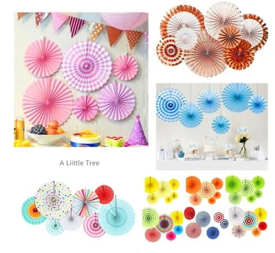 A LIITTLE TREE 6/12PCs Paper Fan Flowers Hanging Birthday Wedding Baby Shower Party Decor