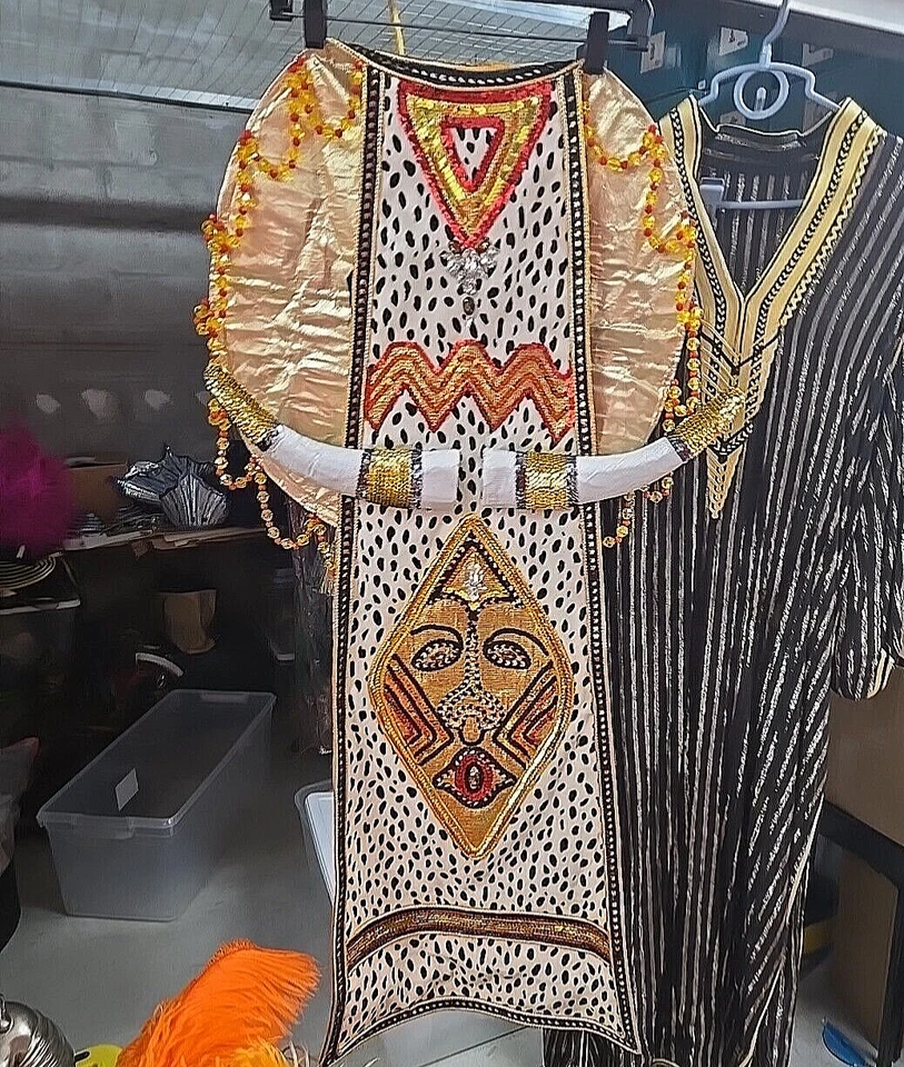 Fantasia vintage Zulu rainha carnaval samba artesanal mardi gras do Panamá  - Imagem 3 de 4