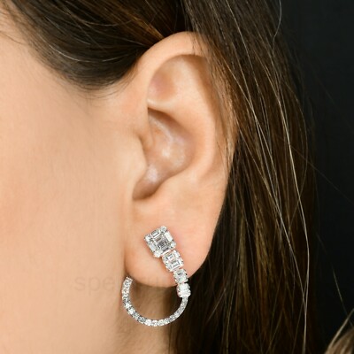 1.75 Karat Kunstdiamanten Grown Cvd Baguette Nieten Scorpio Ohrringe 14k Rose