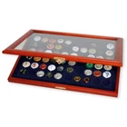 Wooden display case to present 60 champagne capsules.