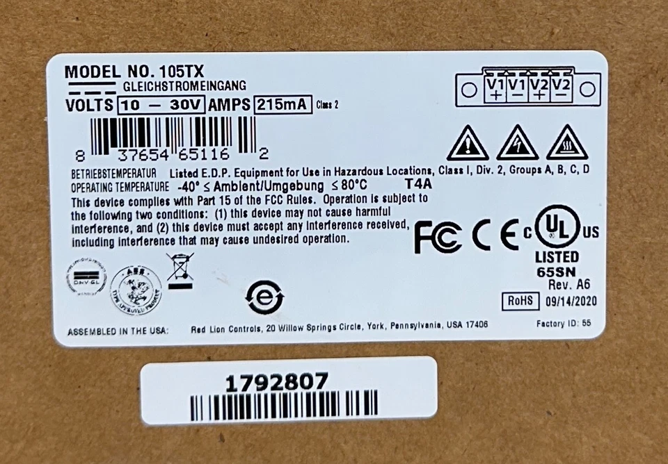 RED LION N-TRON 105TX 5-PORT INDUSTRIAL ETHERNET SWITCH 10-30V 215mA NSFS - Image 3 of 3