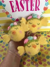 3 x JOHN LEWIS ADORABLE FELT CHICKS EASTER SPRING HANGING DECORATIONS