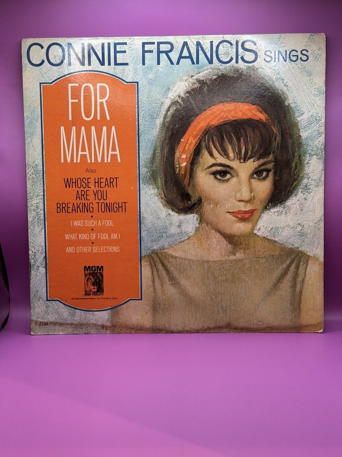 Connie Francis ‎– Sings For Mama: MGM Records 1965 Vinyl LP (Folk) VERY GOOD+