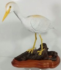 Hand Carved & Painted Wooden Bird The Cattle Egret Made In The USA