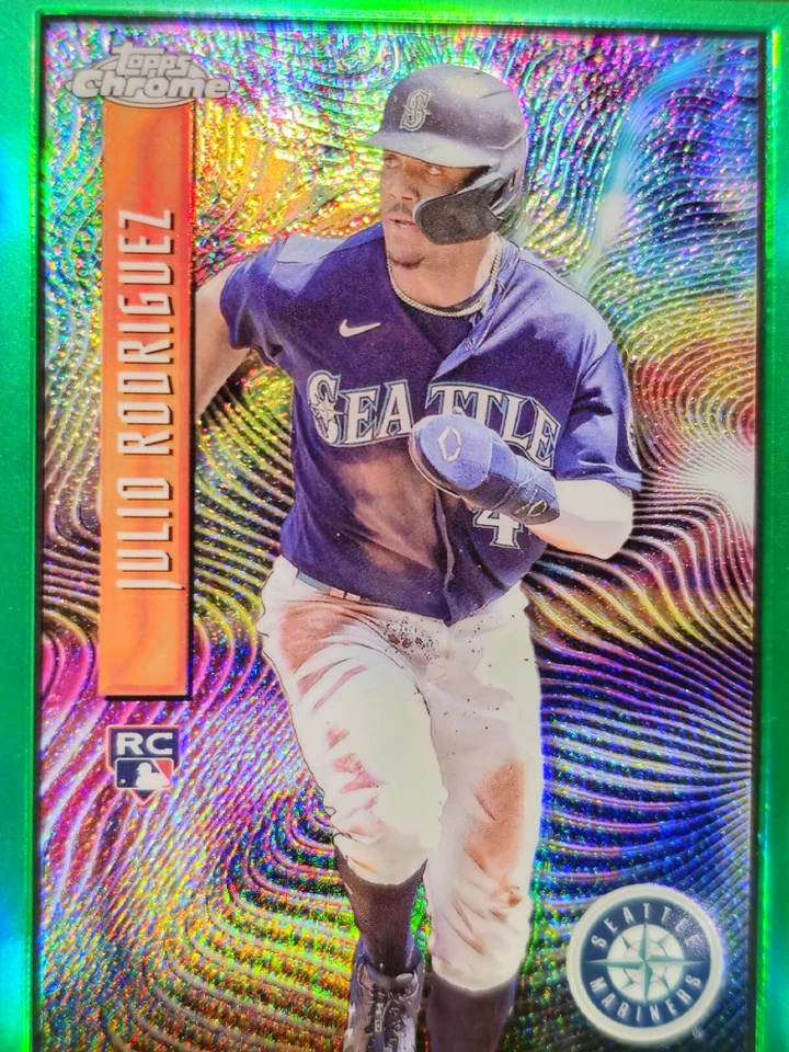 2022 TOPPS CHROME SONIC EXPOSE-GREEN #EX-2 JULIO RODRIGUEZ #67/99 Seattle 🔥 - Image 4 of 4