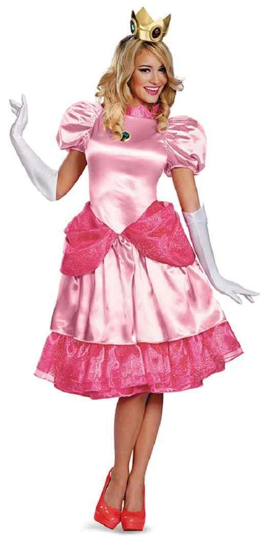 Princess Peach Deluxe Super Mario Brothers Nintendo Halloween Adult Costume