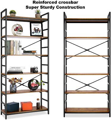 Tall Industrial Bookcase Vintage Retro Style Shelving Unit 5 Shelves Storage New 