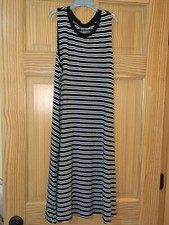 New Time And Tru Women Black/White Stripe Dress Knit With Pockets