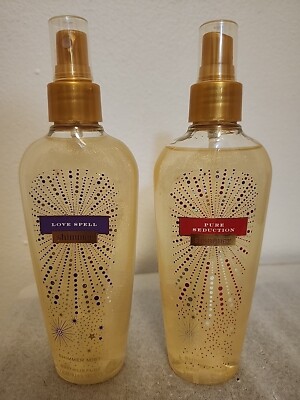 2x Victoria's Secret Love Spell & Pure Seduction Shimmer Mist Secret Garden 8 Oz