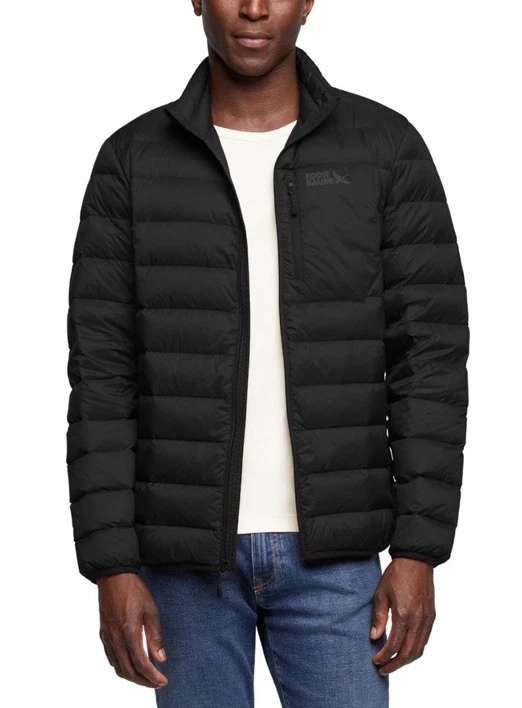 Eddie Bauer Men's Down Packable Lightweigh Jacket Size M Black NWT Ships Free!