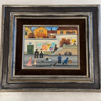 Bin Kashiwa Original Oil Painting Paris Montmartre Village Framed