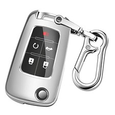 QBUC for Chevy Key Fob Cover with Keychain,Silver Silver