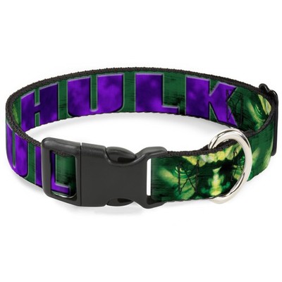 Plastic Clip Collar HULK Face CLOSE-UP/Action Pose Greens/Purples Sm (US IMPORT)