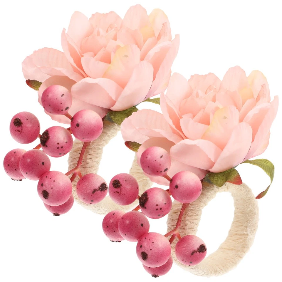  2 Pcs Portatovaglioli Fiore Anelli Per Feste Decorazioni La Tavola - Immagine 4 di 4