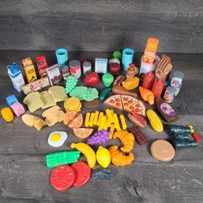 Huge Lot of Pretend Play Fake Food Items Toys Fruit Veggies Can Foods Chips Cups