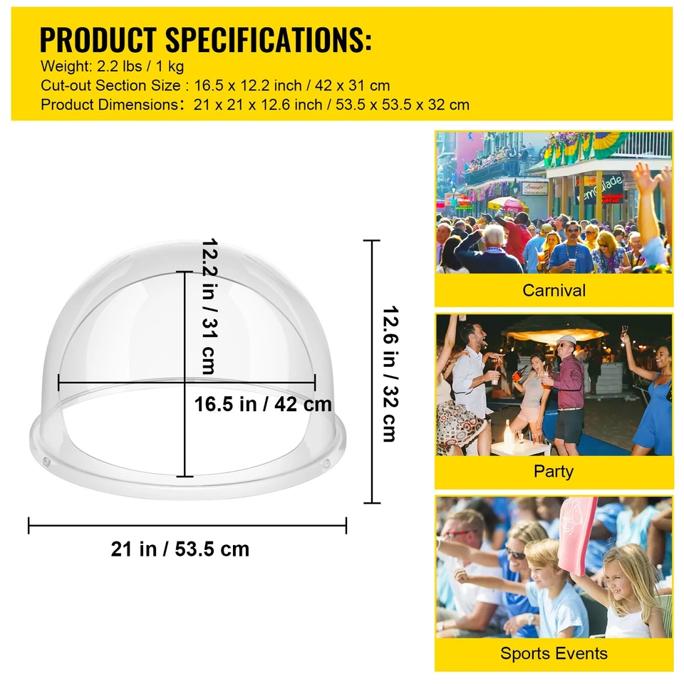 VEVOR Candy Machine Bubble Shield 20.5 Inch Clear Plastic Cotton Candy Cover For - Image 3 of 4