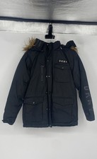 DKNY Boys Black Long Sleeve Pockets Hooded Parka Jacket Size Medium 10-12
