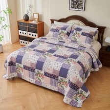 100 Cotton Quilt Orange Sunflower Bedding Set Floral Reversible Coverlet