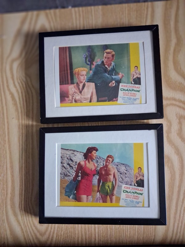 CHAMPION ANNIVERSARY EDITION  2 LOBBY CARDS KIRK DOUGLAS BOXING DRAMA  Pre-owned