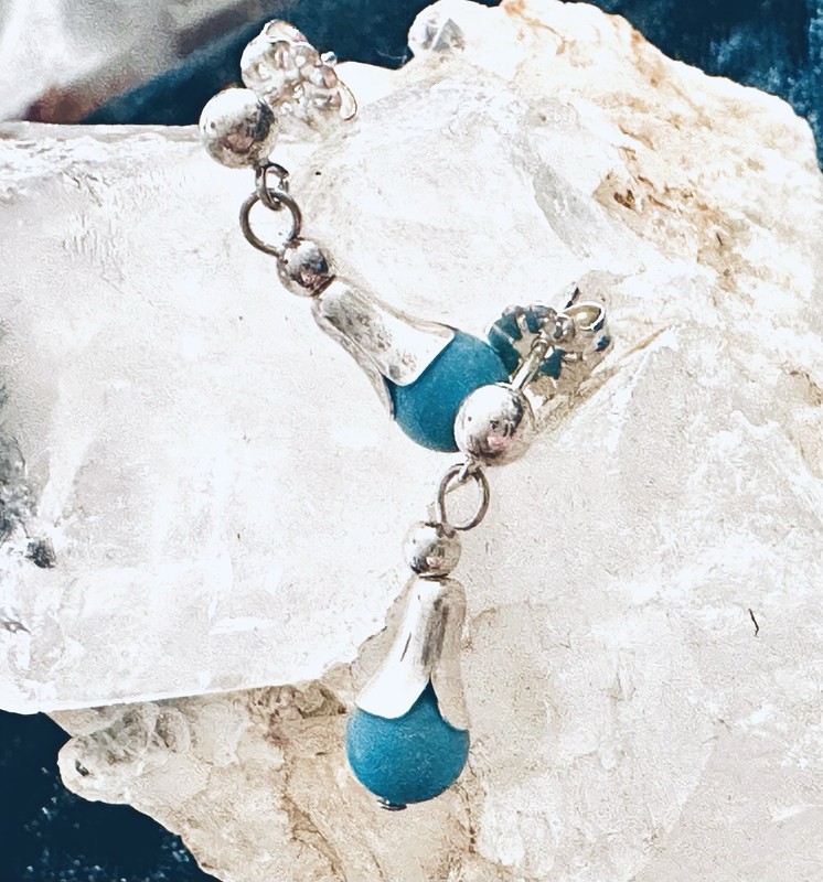 Turquoise Howlite Sterling Silver Bead Stud Earrings