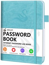 Elegant Password Book with Alphabetical Medium 5.2 x 7.6 Inch , Turquoise