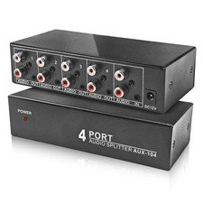 3.5mm Aux + RCA L/R Audio Splitter 1 in 4 Out, 4-Way Stereo Audio Distributor...