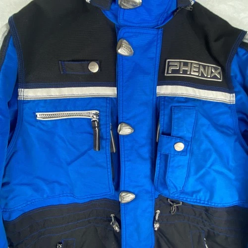 Phenix Ski Jacket Mens Medium Blue Black Hooded Insulated Reflective EY58033 image 14