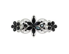 Gorgeous Black Rhinestone Crystal Flora Hair Barrette Clip