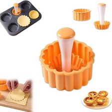 Fluted Tart Tamper, Biscuit Cutter for Making Egg Tarts, Non-stick Pastry Molds