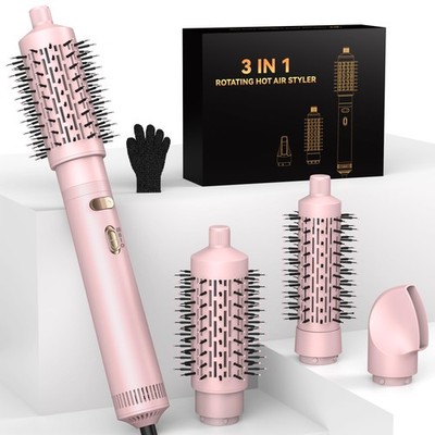 4 in 1 Rotating Hair Dryer Brush Spinning with Detachable Brush(2'' & 1.5''),Ne...