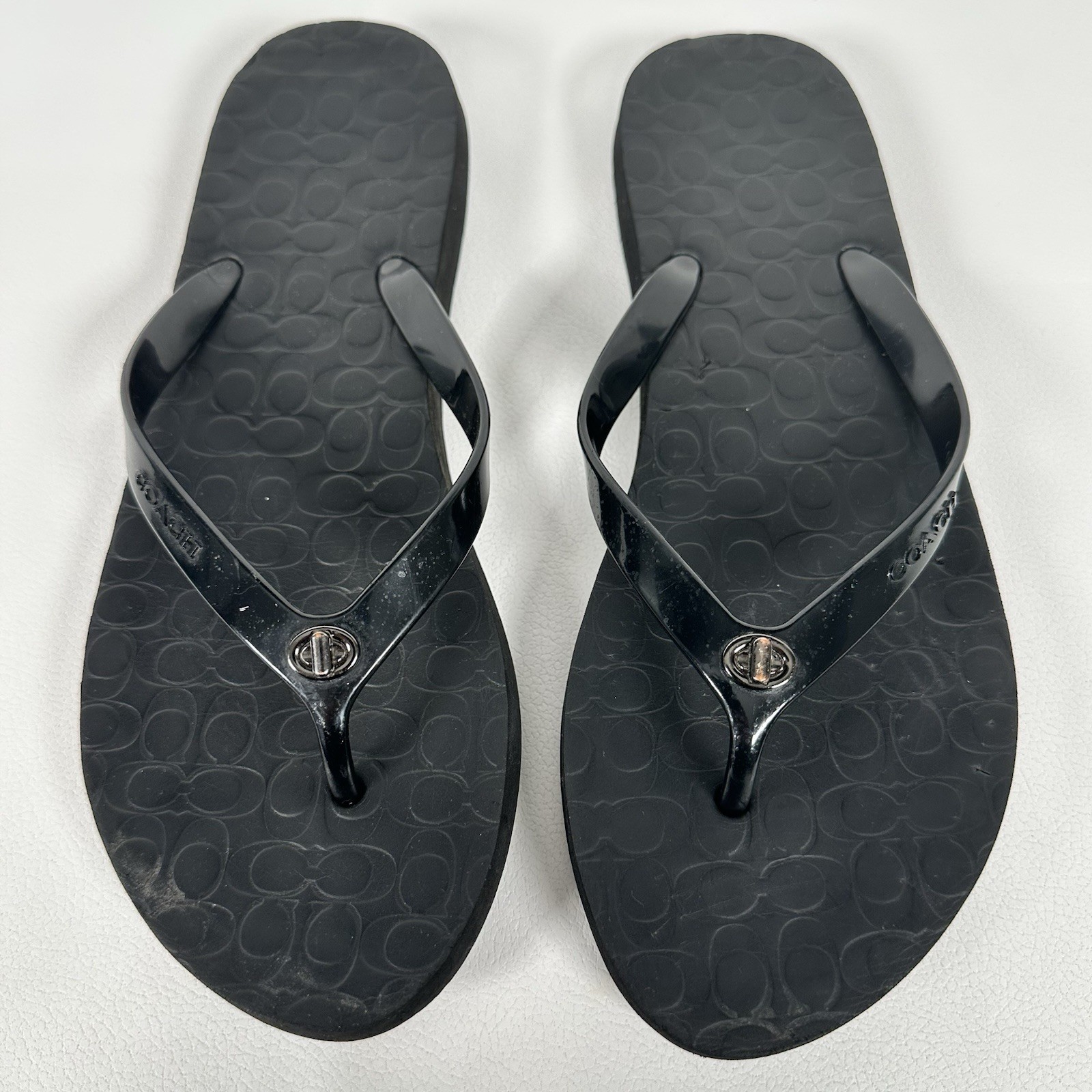 Coach Abbigail Black Women's Flip Flop Beach Summer Casual Sandals Size 10